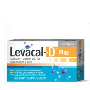 Strengthen bones and support immunity with Levacal-D Plus Tablet. A powerful blend of Calcium, Vitamin D3, K2, Magnesium, and Zinc to maintain bone density and overall wellness.