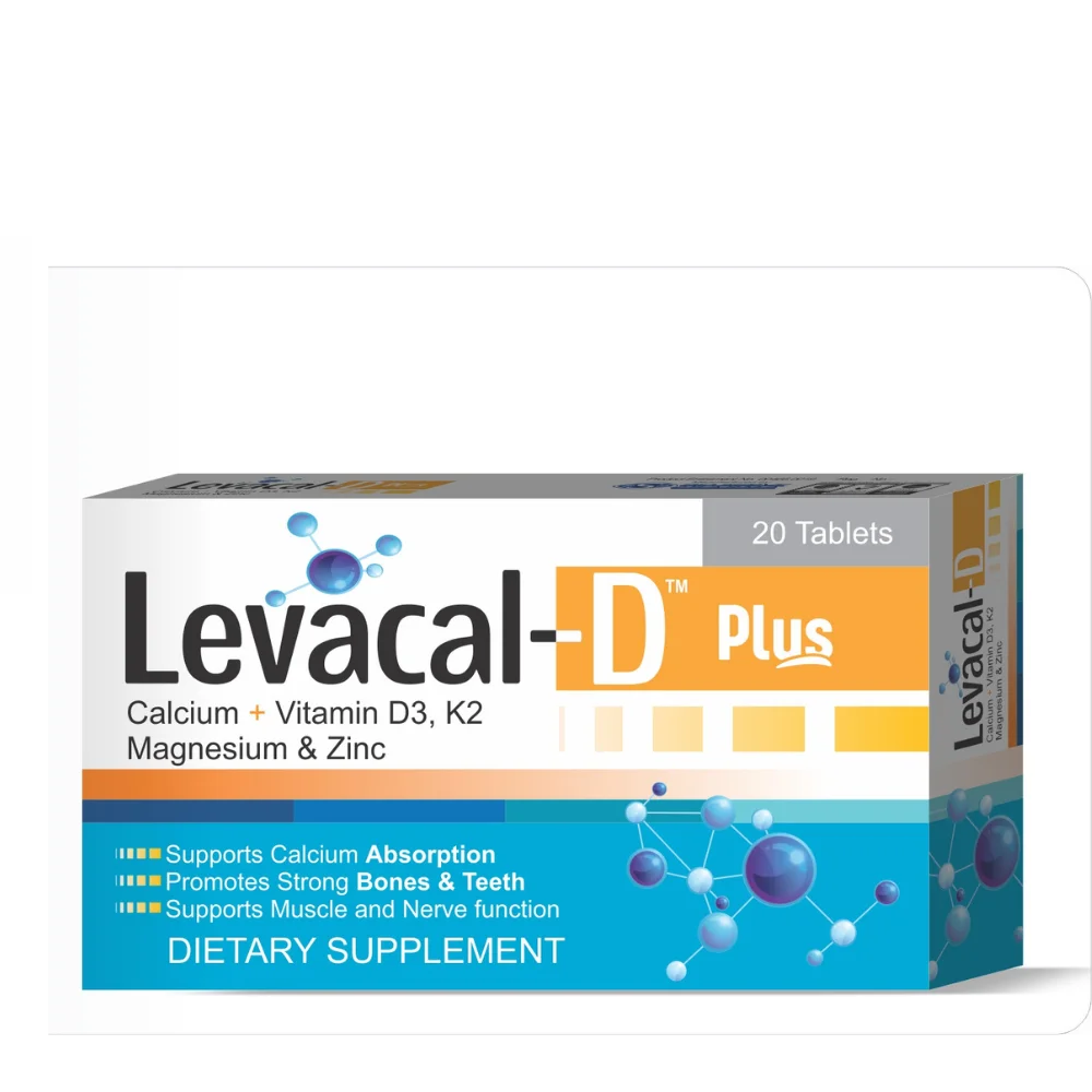 Strengthen bones and support immunity with Levacal-D Plus Tablet. A powerful blend of Calcium, Vitamin D3, K2, Magnesium, and Zinc to maintain bone density and overall wellness.