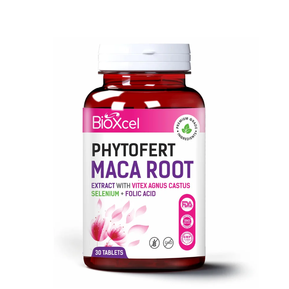 Boost fertility and reproductive wellness with Phytofert Tablets, a natural blend of maca root extract, vitex agnus castus, selenium, and folic acid. Supports hormonal balance, vitality, and conception.