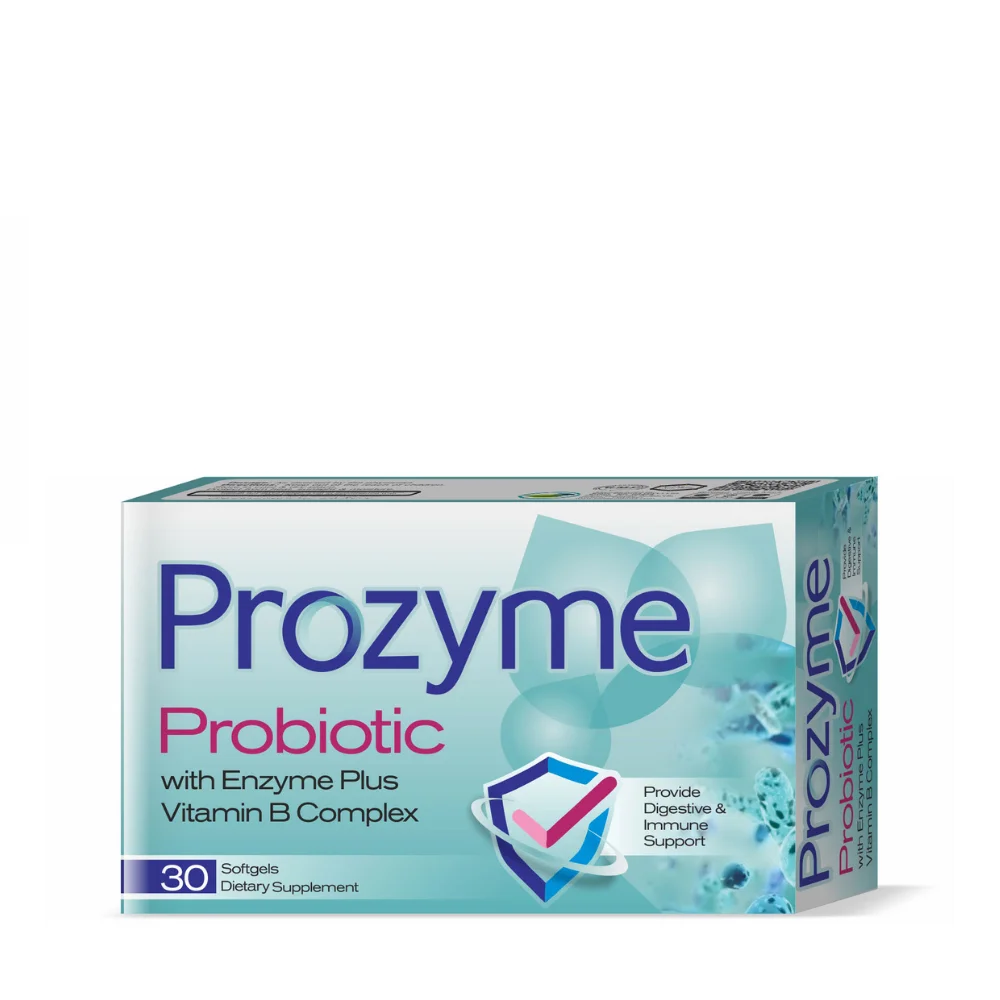 Boost digestion and energy with Prozyme Probiotic Softgels. Enriched with enzymes and Vitamin B complex, Prozyme supports gut health, nutrient absorption, and overall wellness.