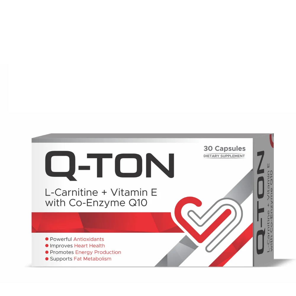 Boost energy, heart health, and fertility with Q-Ton Capsules. Enriched with L-Carnitine, Vitamin E, and Coenzyme Q10, Q-Ton Capsules support stamina, vitality, and antioxidant protection.