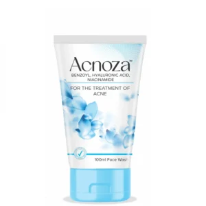 Acnoza Facewash is a dermatologist-formulated acne facewash with Benzoyl, Hyaluronic Acid, and Niacinamide. Acnoza Facewash clears pimples, hydrates skin, and prevents acne breakouts effectively.
