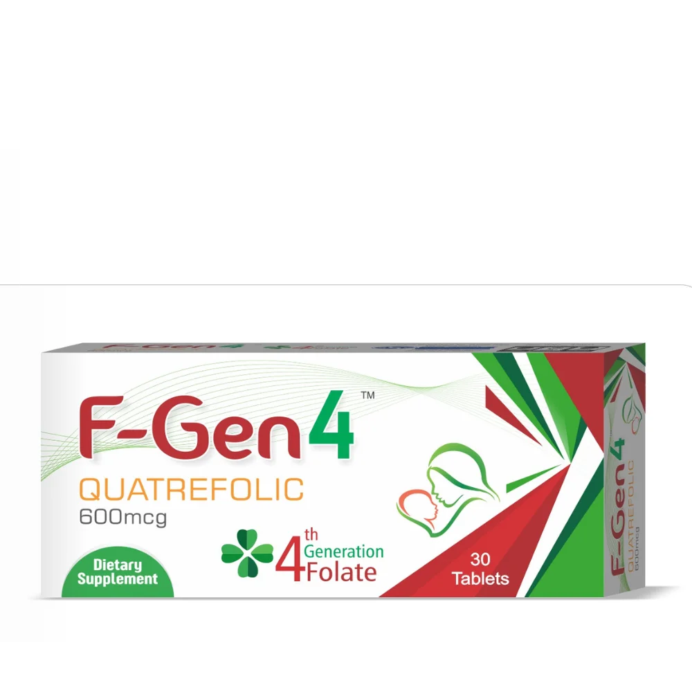 Discover F-Gen4 Tablets – Quatrefolic 4th Generation Folate, the superior active folate that supports methylation, cardiovascular health, and prenatal wellness.